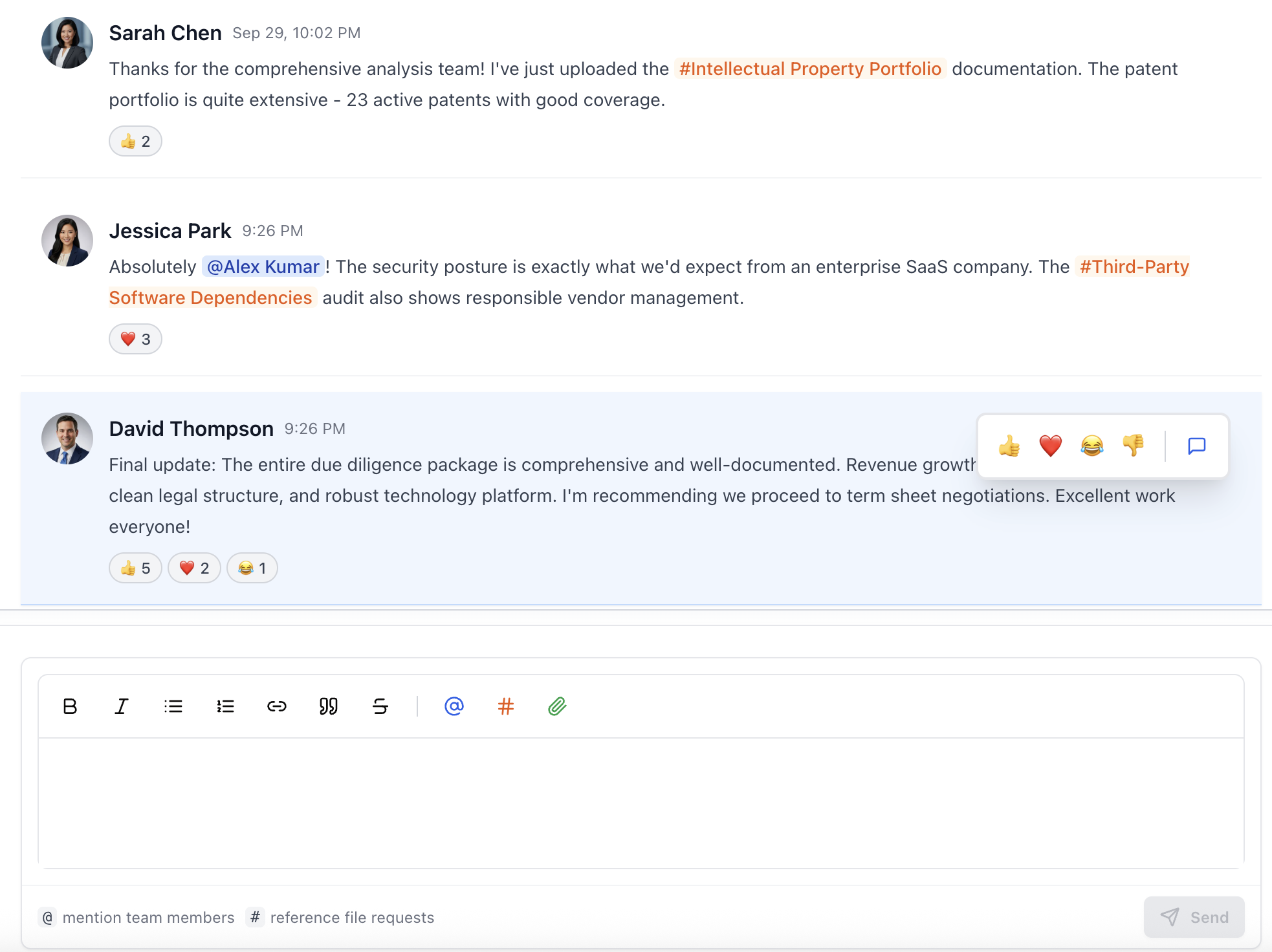 Team chat and collaboration workspace